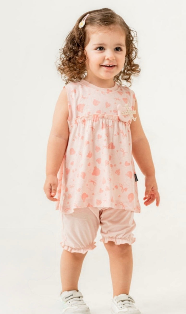 طقم طفلة مكون من قطعتين باللون الخوخي من Miniworld