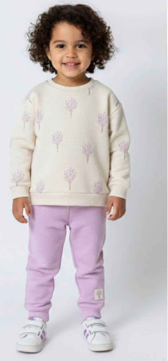 Miniworld طقم طفلة باللون الأبيض والبنفسجي من