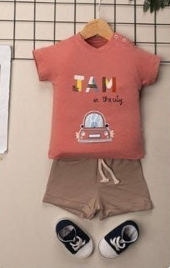 طقم طفل مكون من قطعتين باللون الأحمر والرمادي من Anilco