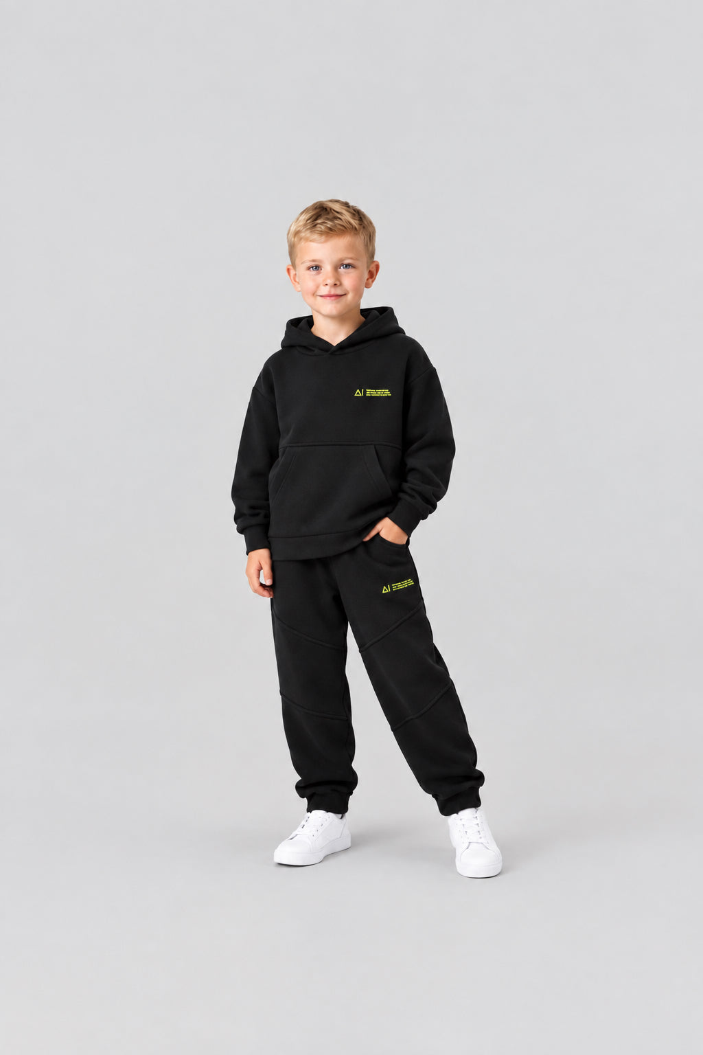 طقم ولادي قطعتين هودي وبنطلون رياضي Toffy باللون الاسود
