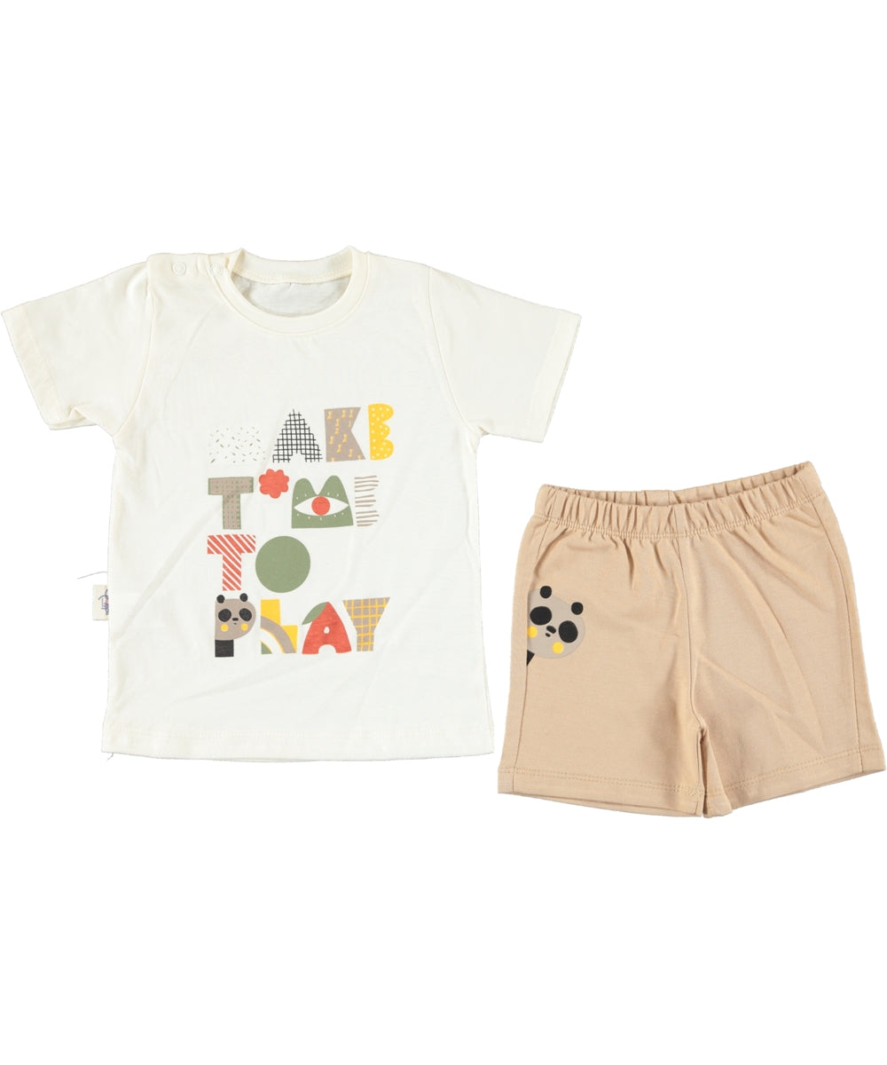 طقم مكون من قطعتين لطفل من Pokipo باللون البيج