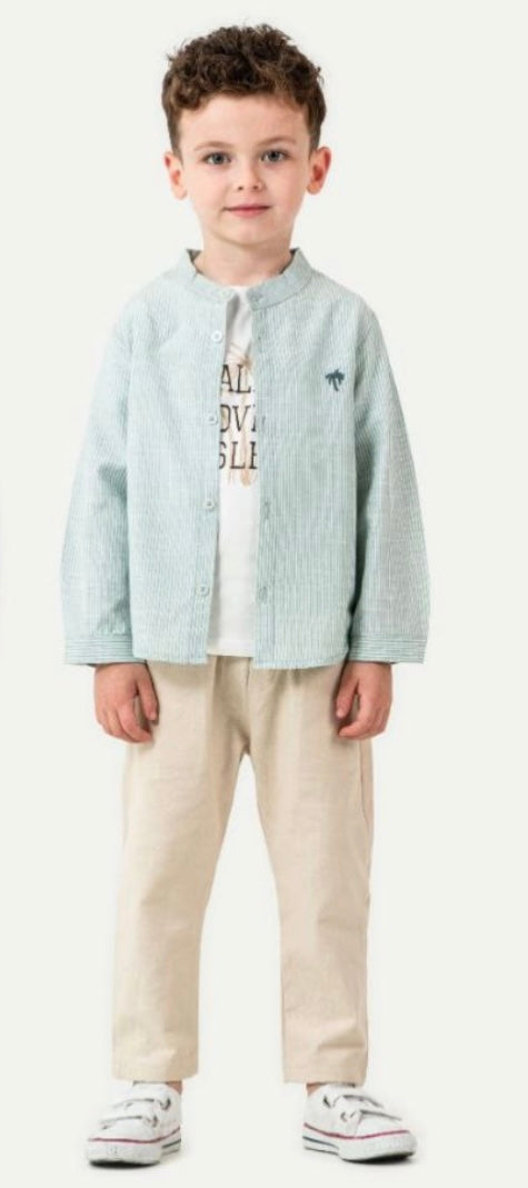 SANI  طقم ولد مكون من 3 قطع باللون الأخضر والبيج من