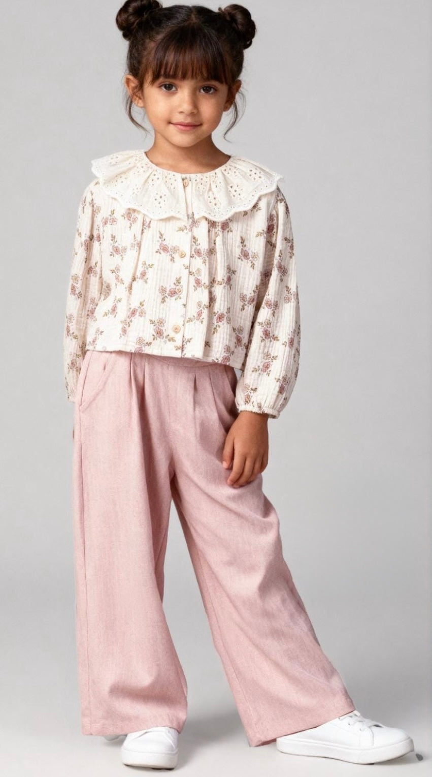 طقم مكون من قطعتين باللون الأبيض والوردي من  TUFFY