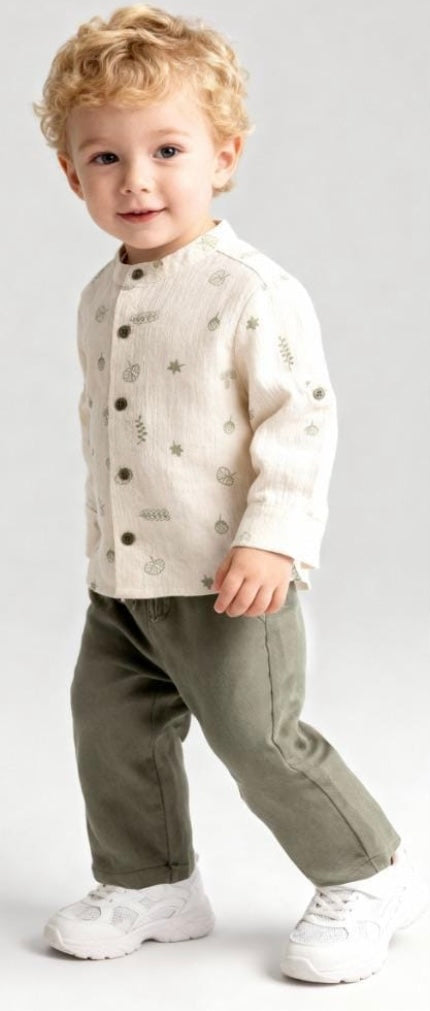 TUFFY  طقم طفل رضيع مكون من قطعتين باللون الأبيض و اخضر من