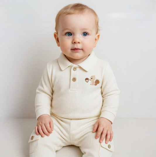 طقم طفل رضيع مكون من قطعتين باللون البيج  من SDBABY