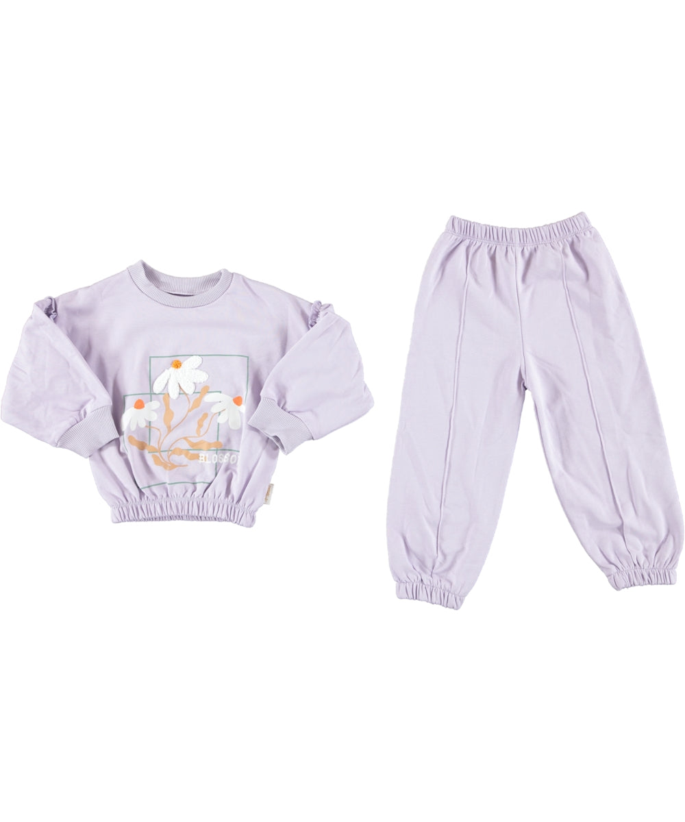 pepelino  طقم طفلة باللون البنفسجي من