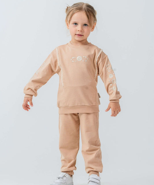 Miniworld  طقم طفلة باللون البني الفاتح من