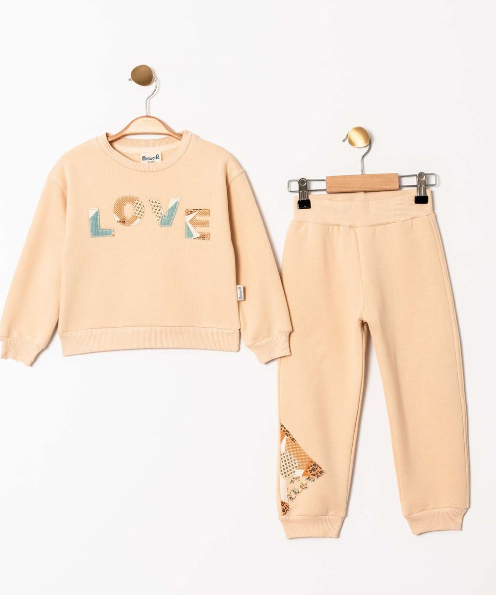 Miniworld  طقم فتاة باللون البيج من