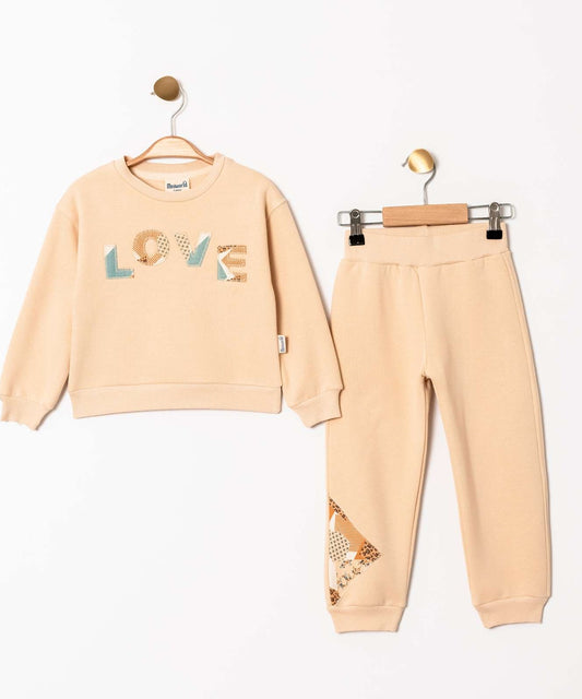 Miniworld  طقم فتاة باللون البيج من