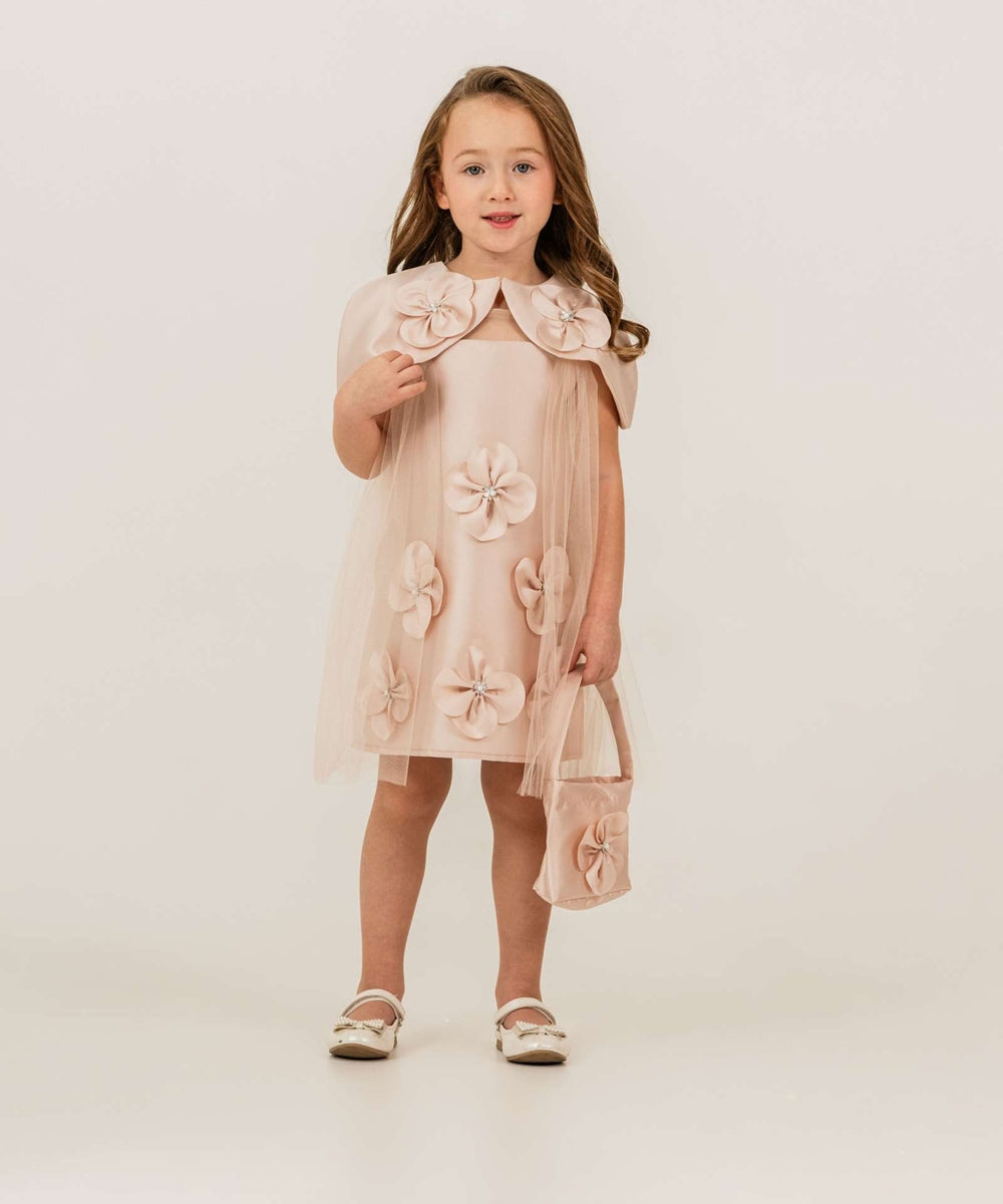 ERAY  فستان بنت باللون البيج مع شنطة من